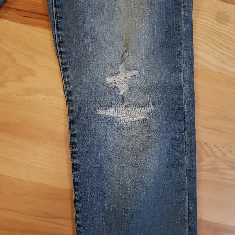 OLD NAVY Karate Slim Jeans Boys 12 Reinforced Knees Adjustable Waist Distressed
